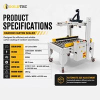 Scelleuse de cartons entièrement automatique Goldtec à taille aléatoire, réglage automatique de la largeur et de la hauteur, machine à sceller les cartons avec ruban adhésif