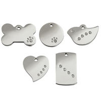 Personalizable láser marca de acero inoxidable pez llave hebilla metal tallado hueso en forma de diamante en blanco gato mascota metal perro etiqueta
