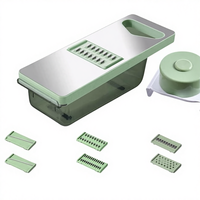 Mandoline en acier inoxydable avec réglages réglables, panier d'égouttage amovible, pour couper les légumes, les pommes de terre, les frites, lavage à la main