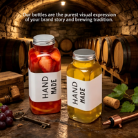 Bouteille en verre de 300 ml avec fond plat français transparent, bouteille d'emballage pour jus pressé à froid et brandy avec bouchon à vis