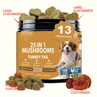 Friandises à mâcher pour chiens à base de champignons turcs : Mélange de Crinière de lion, Reishi, Cordyceps, Shiitake – Pour la santé des articulations, de la colonne vertébrale, digestive et hépatique, avec Chardon-Marie