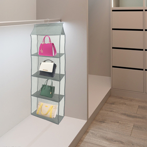 Closet Purse Organizer  Hanging Handbag Purse Organizer for Closet with 4 Heavy-Duty Mesh Shelves Purse Storage Bag
