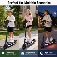 Trottinette électrique pour enfants Sport Edition, moteur sans balais, étanche, 21,6 V, 130 W, batterie lithium 2,6 Ah, roues de 6,5 pouces, 3 vitesses, pédale lumineuse, 70 kg