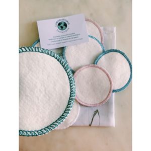 Tampons démaquillants réutilisables en coton pour laboratoire durable, lot de 6 avec pochette, écologiques, non parfumés - Product Image 1