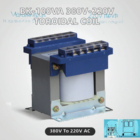 Transformateur de puissance monophasé BK-100VA 380V vers 220V, bobine toroïdale industrielle, enroulement cuivre/aluminium, 50/60Hz