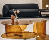 Table basse de salon en acrylique haute esthétique Table basse ovale de luxe moderne