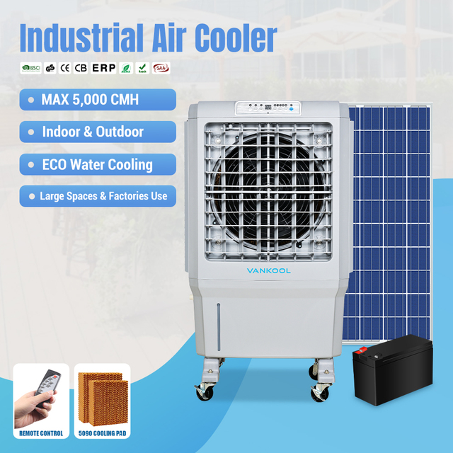 Vankool 5000m3/h 100% Solar air Conditioner 12v Dc Solar Powered Aire Acondicionado Portable Evaporative Coolers