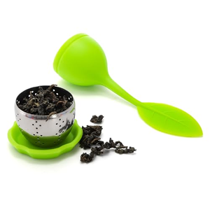 Infuseur à thé en silicone en forme de feuilles avec plateau anti-goutte, filtre à thé en acier inoxydable à mailles fines pour tasses et théières, outil de filtration pour thé en vrac - Product Image 3