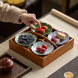 Plateau à fruits en céramique de style chinois, forme de fleur, plat à pâtisserie en porcelaine, plateau de présentation pour mariage - Product Image 4