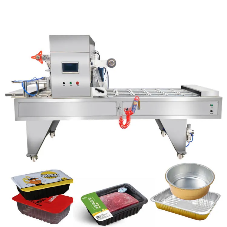 304 Hot Sale Automatic Aluminum Foil Filling And Sealing Machine For Lunch Food Fast Food Dessert