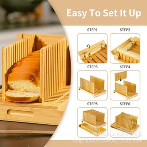 Yang Xing Bamboo <b>Bread</b> Slicer Wooden Cutting Board Foldable Toast <b>Cutter</b> Kitchen Gadget Set Baking Tool - Product Image 3