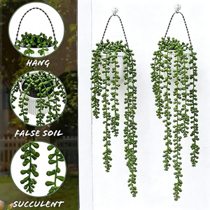 Plante succulente artificielle suspendue, décoration murale, verdure intérieure et extérieure, plante artificielle en plastique, décoration - Product Image 1