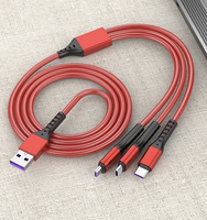 Kabel Data Portabel 3A Customized Service Travel Tiga Port USB Pengisian Cepat 3 in 1