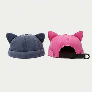 Casquette Docker personnalisée pour femme, avec oreilles de chat mignonnes, couleur unie, style urbain, pour l'été et les sorties, modèle Melon Skin Devil Dockers - Product Image 2