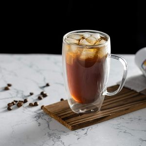 Gobelet à café latte cappuccino transparent de grande capacité 450 ml 15 oz, tasse en verre à double paroi avec poignée - Product Image 3