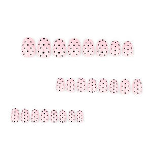 <span class=keywords><strong>Uñas</strong></span> <span class=keywords><strong>Postizas</strong></span> Acrílicas Cortas de Cobertura Completa, 24 Piezas, Diseño Pre-diseñado con <span class=keywords><strong>Pegamento</strong></span>, Diseño Cuadrado Almendrado con Puntos Negros, Éxito de Ventas en Europa y Estados Unidos - Product Image 2