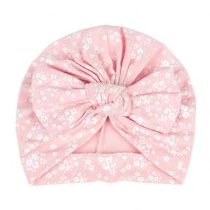Bonnet unisexe pour bébés européens, américains et indiens, 0-6 mois, en coton respirant, doux et chaud, avec logo personnalisable et grand nœud imprimé - Product Image 4