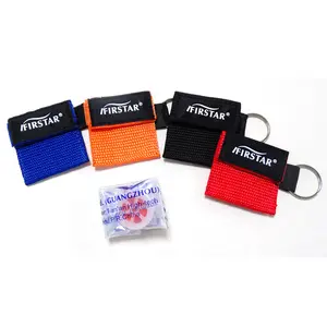 Portable Woven Pouch Throwaway CPR Mask Keyring First Aid CPR Mask Keychain CPR Shields