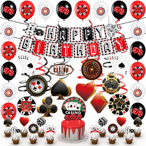 Décoration de fête d'anniversaire de club de Las Vegas avec pendentif spirale de drapeau de ballon de fête à thème de casino moderne - Product Image 4