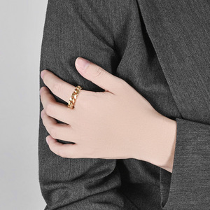 Unisex <b>Titanium</b> Steel <b>Chain</b> Ring Gold Black Silver Hip Hop Fashion Bracelet Thumb Ring Jewelry - Product Image 4