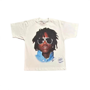 Camiseta de Manga Corta con Estampado de Retrato Retro para Hombre, Corte Holgado, Estilo Gótico Y2K para Uso Diario - Product Image 1