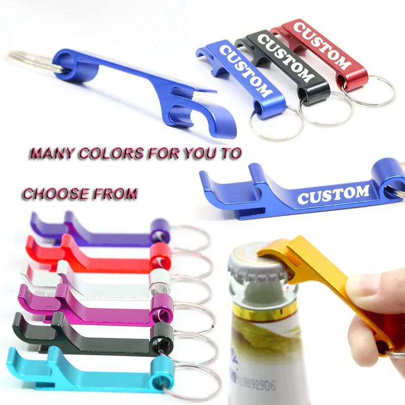 Customized Logo Metal Aluminum Bar Beer Custom Keychain Key Chain Mini Surfboard Personalisedlid Bear Oxidation Bottle Opener