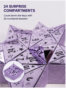 Custom Purple Star Shaped Lid and Base Advent Calendar <b>Box</b> Rigid Cardboard <b>Christmas</b> Blind <b>Box</b> Mystery Packaging <b>Box</b> Wholesale - Product Image 4