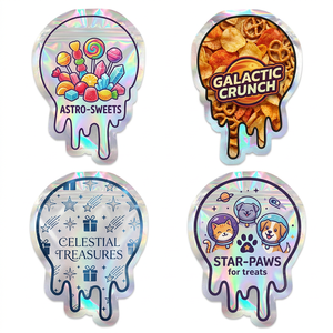 Sachets refermables personnalisés en Mylar holographique de forme irrégulière pour enfants, anti-odeur, 3,<span class=keywords><strong>5</strong></span> <span class=keywords><strong>g</strong></span>, pour emballage de bonbons <span class=keywords><strong>g</strong></span>élifiés comestibles - Product Image 1