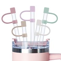 Bouchons anti-poussière réutilisables Bouchons de paille tendance de couleur pure Couvercles de paille en silicone pour gobelets de 40 oz et bouteilles d'eau