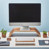 Support d'écran ergonomique en bois moderne Samdi Walunt avec étagères, table pour ordinateur portable/bureau pour la maison et le bureau