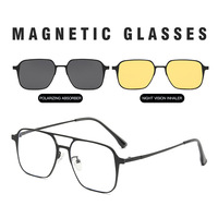 Gafas de Sol Magnéticas 3 en 1 con Clip XPZ |   Lentes de Visión Nocturna Polarizadas UV400 con Marco Cuadrado de Metal |   Gafas Deportivas para Exteriores Factor