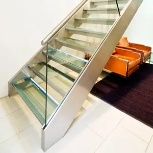 带玻璃栏杆的室内浮动楼梯金属楼梯diy浮动金属室外商用金属楼梯