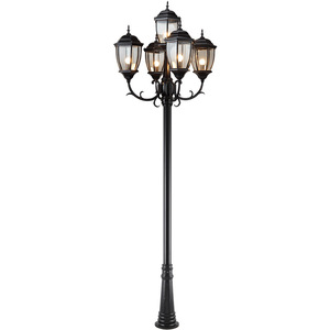 เสาไฟสวนเหล็กกลางแจ้ง หลอดไฟ LED พร้อมโคมแก้ว แสงวอร์มไวท์ 2700K IP66 หลอดไฟ A19 แบบไม่ถอดได้ ใช้ไฟ AC 220V พร้อมเซ็นเซอร์ตรวจจับความเคลื่อนไหว ใช้พลังงานแสงอาทิตย์ - Product Image 1