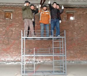 <span class=keywords><strong>Letto</strong></span> a Castello <span class=keywords><strong>Triplo</strong></span> JZD in Ferro Battuto Resistente King Size con Armadietto per Scuola - Product Image 2