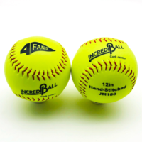 Vente en gros de ballons de football officiels 4Fans, taille 12 pouces, en cuir PVC jaune optique, faits à la main, avec noyau PK et couture plate, Cor.47,375. Ballons de softball LBS