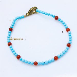 Bracelets de guérison en pierres précieuses naturelles Turquoise et corail extensible Chakra bijoux faits à la main en gros - Product Image 1