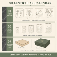 Calendrier 3D lenticulaire en plastique Zprint CMYK de haute qualité, modèle 03, avec impression de dieux indiens, pour la décoration