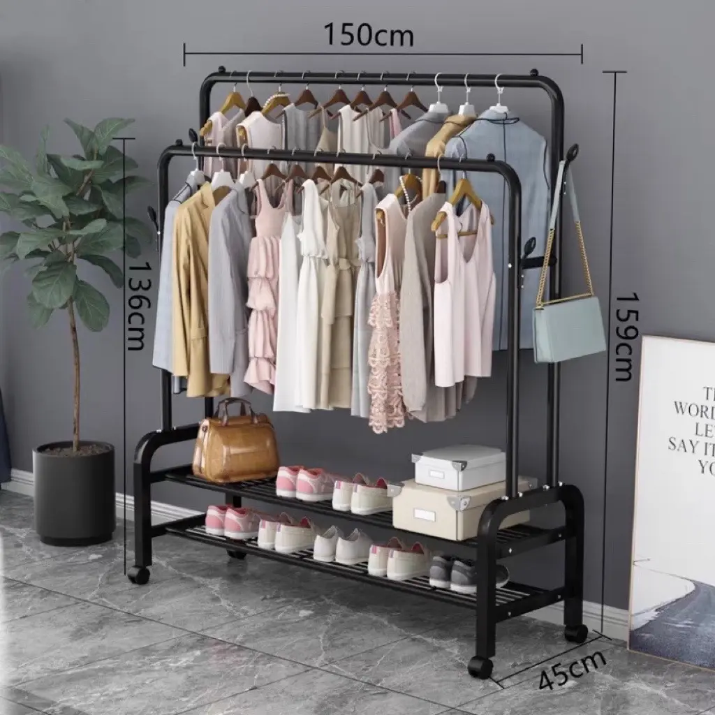 Wholesale custom high quality durable portable floor standing metal bedroom hanging clothes coat racks