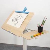 Bureau d'étude mobile en bois à hauteur réglable, table de dessin, table de peinture, bureau d'ordinateur, poste de travail à domicile avec plateau rabattable