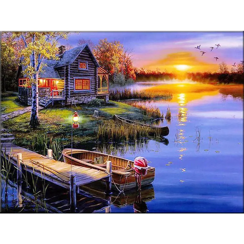 Beautiful landscapes sunrises painting with frame home decor scenery diamond painting frames