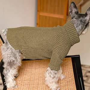 Fitwarm Thermischer Gestrickter Hundepullover für Mittelgroße Hunde, Katzen-Sweatanzug, Wintermantel, Haustierkleidung, Rollkragen-Welpenjacke, Salbeigrün, Baumwolle für Hündchen - Product Image 4