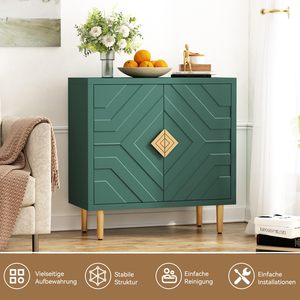 Buffet moderne Combohome en MDF vert, commode à <span class=keywords><strong>2</strong></span> <span class=keywords><strong>portes</strong></span>, rangement pour la cuisine et le salon, armoire pour la chambre à coucher et la cuisine - Product Image 4