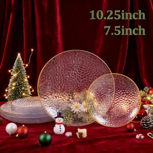 Assiettes en plastique transparentes <span class=keywords><strong>pour</strong></span> Noël, martelées, fantaisie, classiques, rondes, jetables, résistantes, <span class=keywords><strong>pour</strong></span> <span class=keywords><strong>les</strong></span> fêtes - Product Image 3