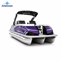 Bateau ponton en aluminium de 22 pieds pour 12 personnes, idéal pour la pêche sportive en famille, avec table de salon, arche électrique, homologué CE, remorque et moteur en option 200 CV