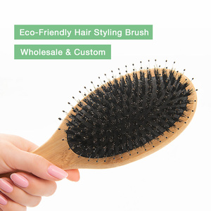 Natural Boar Nylon 2-in-1 Styling <b>Brush</b> <b>Scalp</b> Massage Oil Control Hair Comb for Professional Kit - Product Image 5