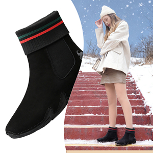 Scarpe <span class=keywords><strong>Invernali</strong></span> da <span class=keywords><strong>Donna</strong></span> Nere Stile Calzino, Foderate in Pile, Spesse, Basse, alla Moda, Stile Britannico, Antiscivolo, Durevoli, Calde, <span class=keywords><strong>Stivali</strong></span> da Neve - Product Image 2