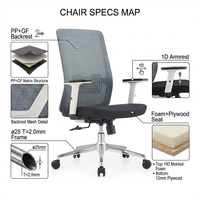 Chaise de bureau ergonomique en maille, accoudoirs fixes réglables, cadre chromé, inclinaison à 3 niveaux, vérin à gaz, moderne, pour salon et hôtel