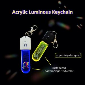 Porte-clés en plastique portable à LED clignotantes et changeantes de couleur, logo personnalisé, style simple, étiquettes découpées au laser, décoration de sac, design imprimé - Product Image 2