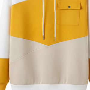 Sudadera con Capucha para Hombre, Diseño Color Block, Estilo Casual Holgado para Otoño, con Bolsillo, Material de Algodón Tejido - Product Image 2