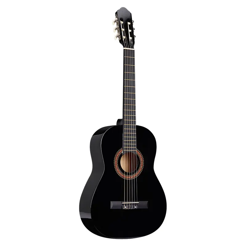 HUASHENG Hot Sale 34" High Gloss Folk Classic Guitar OEM Classical Acoustic Guitar for Beginners